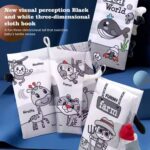 Set 3 Carti textile senzoriale pentru bebelusi Imagini Alb-Negru