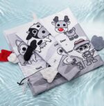 Set 3 Carti textile senzoriale pentru bebelusi Imagini Alb-Negru