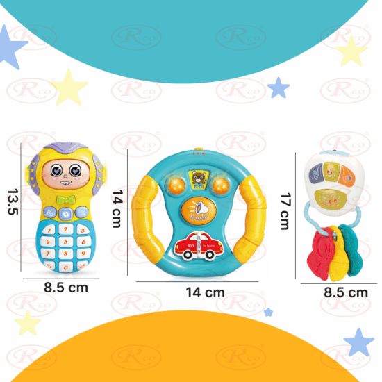 Set 3 Jucarii interactive bebe Volan Telefon si Chei cu lumini
