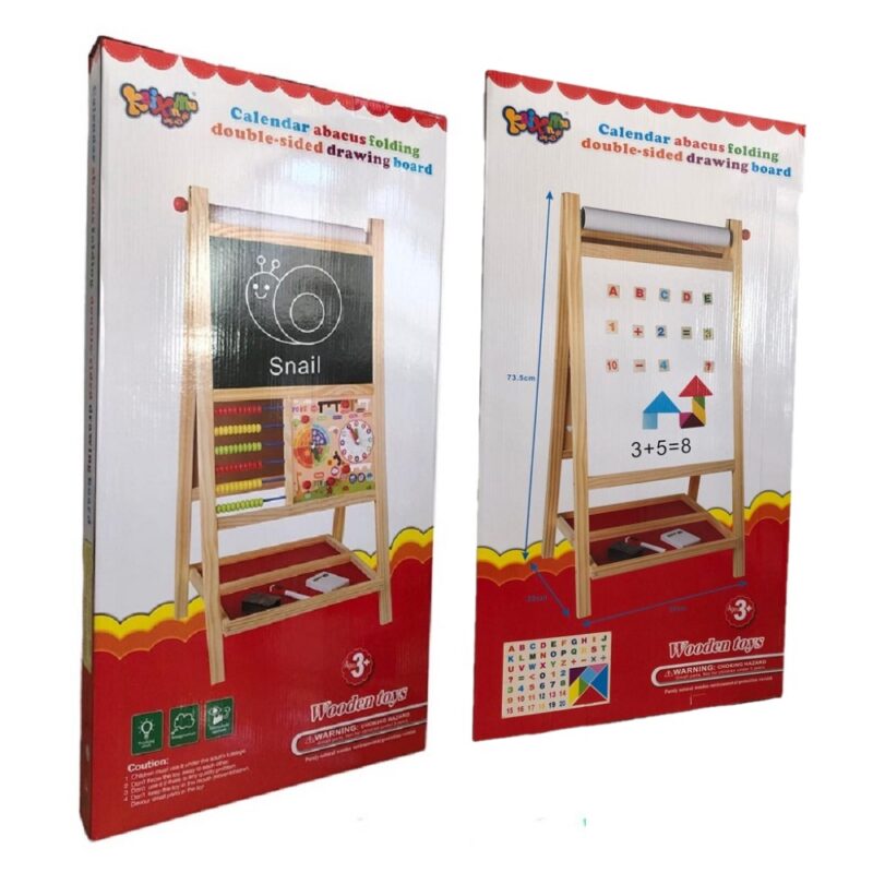 Tabla magnetica lemn cu Rola hartie Abac Ceas Litere si cifre