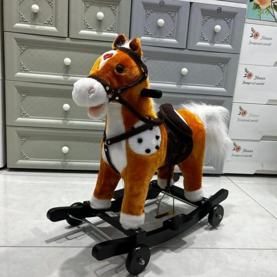 Balansoar bebe din plus Calutul Maro deschis muzical cu roti