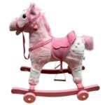 Balansoar bebe din plus Calutul Roz Leagan muzical cu roti