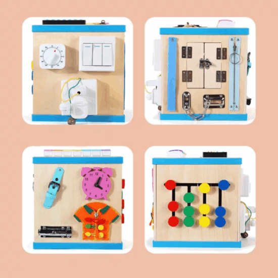 Cub Busy Board cu Mecanisme Jocuri educative Incuietori