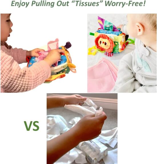 Cutiuta cu servetele moi ABCD Cub senzorial Activitati bebe