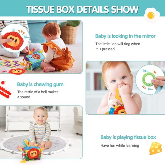 Cutiuta cu servetele moi ABCD Cub senzorial Activitati bebe