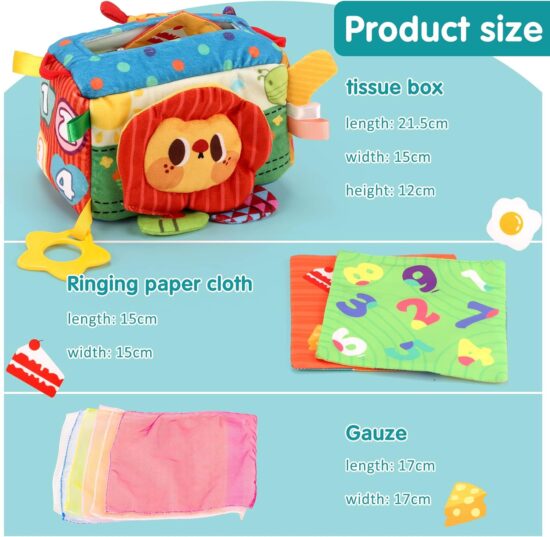 Cutiuta cu servetele moi ABCD Cub senzorial Activitati bebe