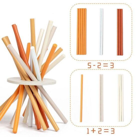 Joc Educativ Cilindru Montessori cu bile si betisoare din lemn