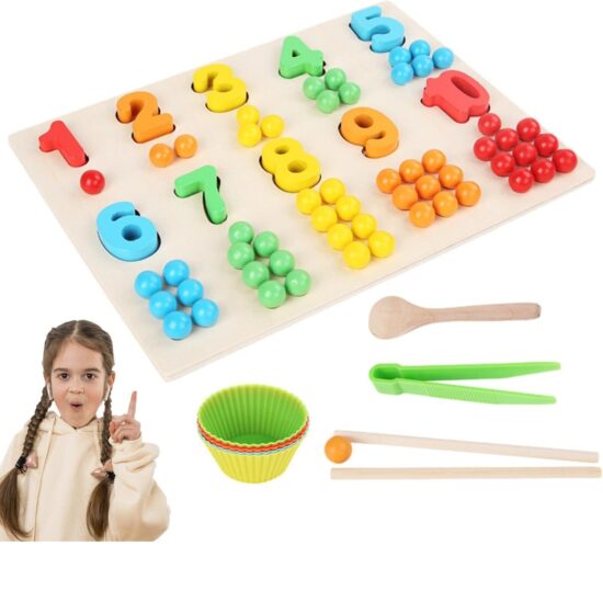 Joc Montessori Asociere Numarare Indemanare Culori si Cifre Joc Montessori Asociere Numarare Indemanare Culori si Cifre