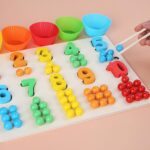 Joc Montessori Asociere Numarare Indemanare Culori si Cifre