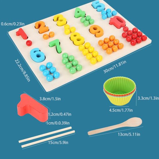 Joc Montessori Asociere Numarare Indemanare Culori si Cifre