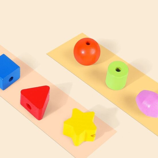 Joc de snuruit cu Forme geometrice din lemn 42 piese