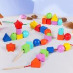 Joc de snuruit cu Forme geometrice din lemn 42 piese