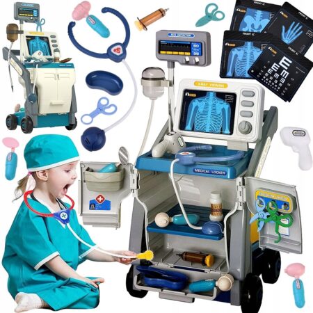 Jucarie Carucior medical cu Raze X Set doctor Trusa medicala