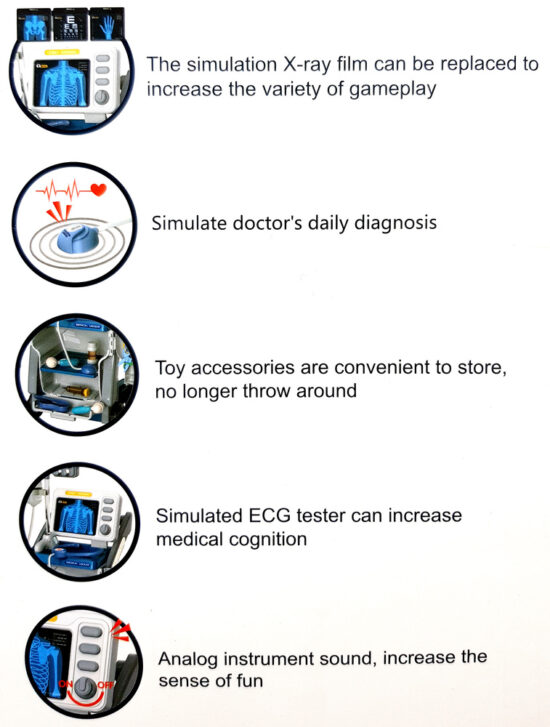 Jucarie Carucior medical cu Raze X Set doctor Trusa medicala