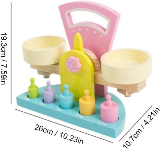 Jucarie Montessori Balanta cu greutati Cilindri colorati din lemn