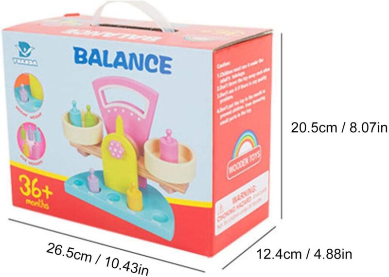 Jucarie Montessori Balanta cu greutati Cilindri colorati din lemn