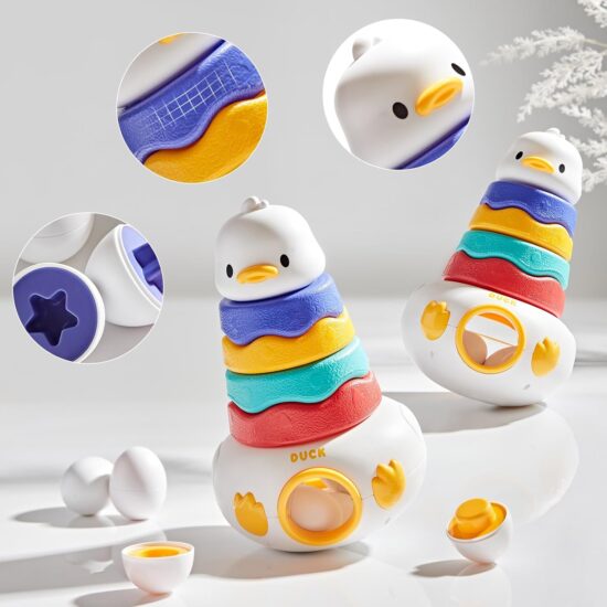 Jucarie Stivuire Ratusca Piramida cu oua si Forme geometrice