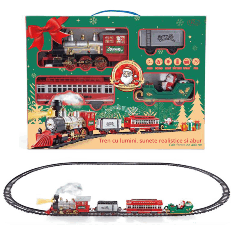 Jucarie circuit Trenuletul electric cu Aburi Lumini si Sunete 29 PC