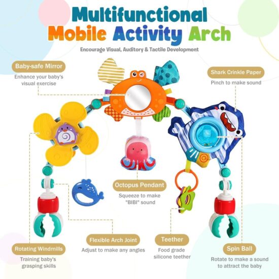 Jucarie de agatat bebelusi pentru Patut Carucior cu Zornaitori