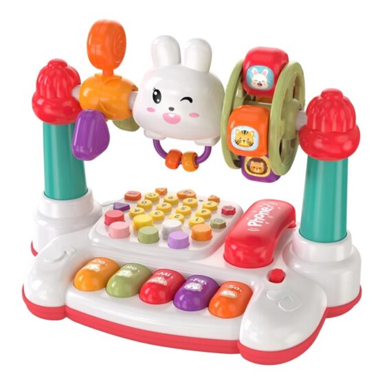 Jucarie muzicala Pianina Iepuras cu zornaitori pentru bebe Jucarie muzicala Pianina Iepuras cu zornaitori pentru bebe