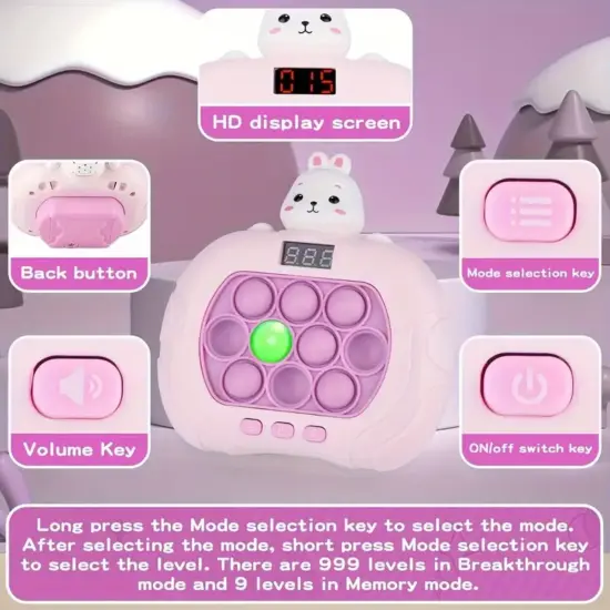 Jucarie senzoriala Pop It Consola Iepuras sunete Whack a Mole