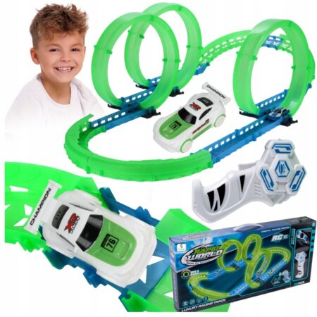 Pista cu Masina rapida RC cu lumini LED pe baza de telecomanda