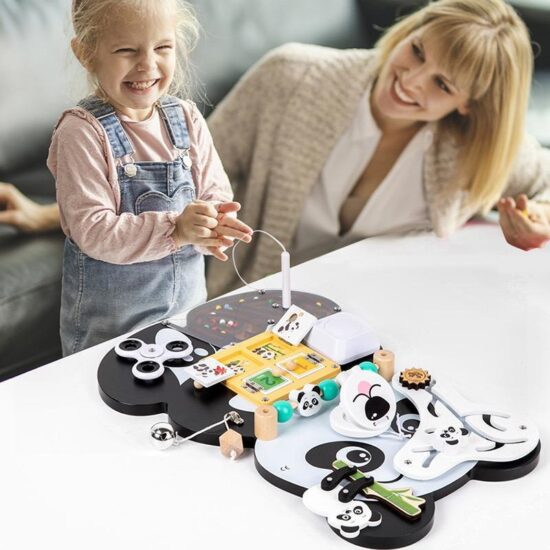 Placa Busy Board Ursuletul Panda cu activitati educative copii