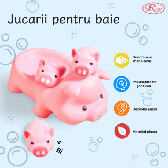 Set Jucarii bebe pentru baie Familia purcelusilor cu sunete