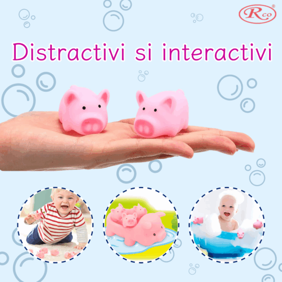 Set Jucarii bebe pentru baie Familia purcelusilor cu sunete