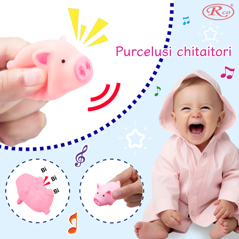 Set Jucarii bebe pentru baie Familia purcelusilor cu sunete