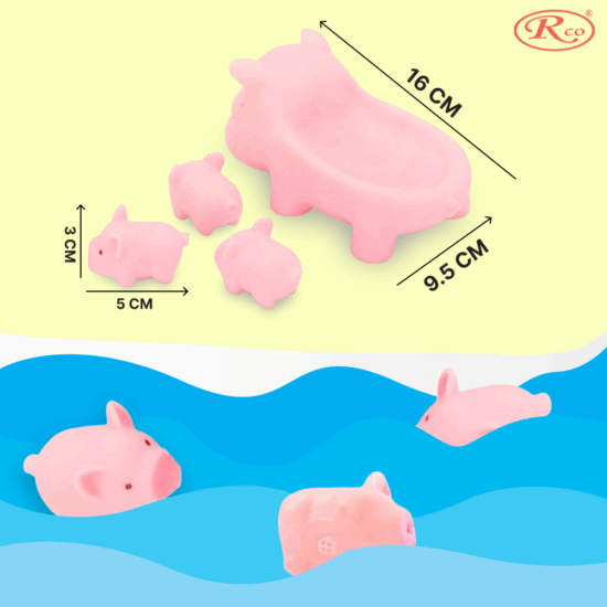 Set Jucarii bebe pentru baie Familia purcelusilor cu sunete