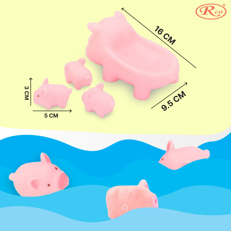 Set Jucarii bebe pentru baie Familia purcelusilor cu sunete