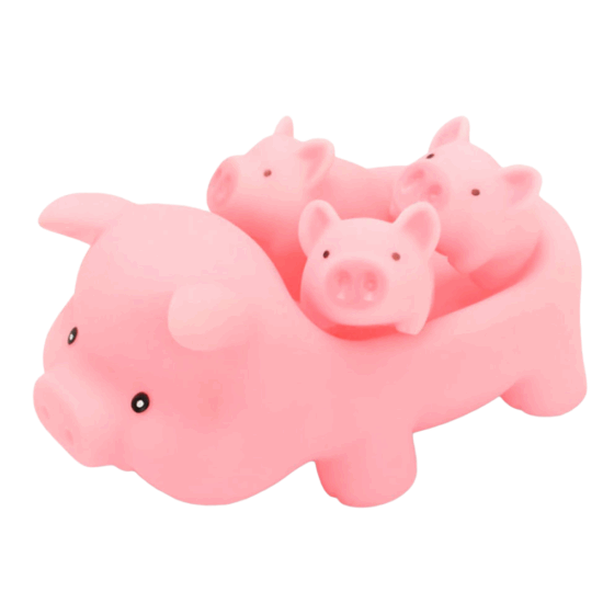 Set Jucarii bebe pentru baie Familia purcelusilor cu sunete Set Jucarii bebe pentru baie Familia purcelusilor cu sunete