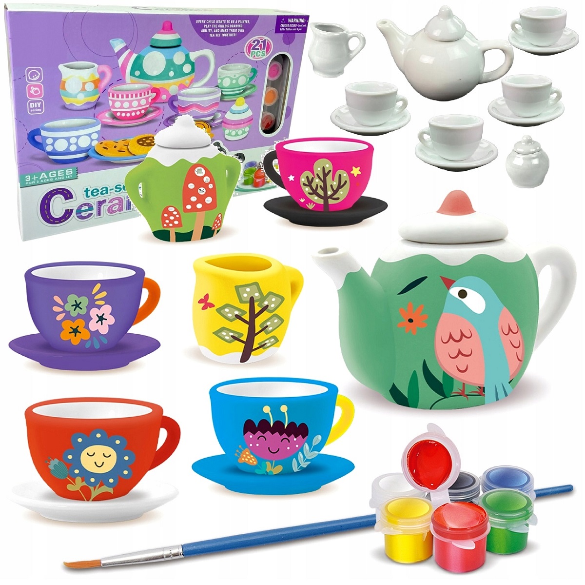 Set creativ Ceai Vase pentru colorat din ceramica Pictam manual