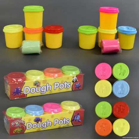 Set stampile Modelare cu 4 recipiente cu plastilina colorata