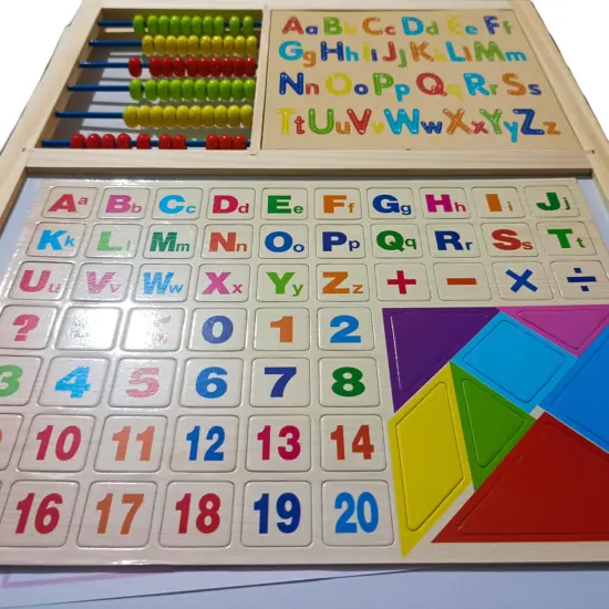Tabla magnetica lemn Reglabila Abac Ceas Litere si cifre Tangram
