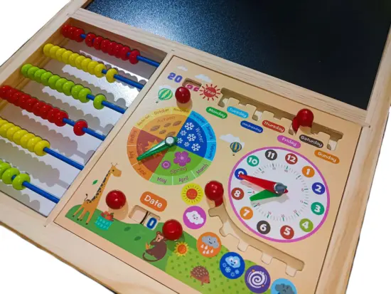 Tabla magnetica lemn Reglabila Abac Ceas Litere si cifre Tangram