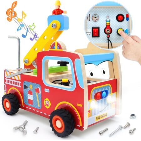 Banc de lucru Masina de Pompieri Montessori lumini sunete Busy