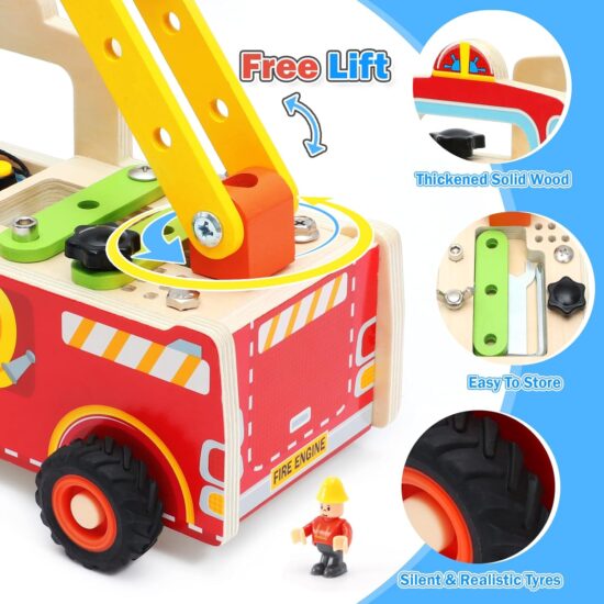 Banc de lucru Masina de Pompieri Montessori lumini sunete Busy