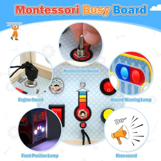 Banc de lucru Masina de Pompieri Montessori lumini sunete Busy