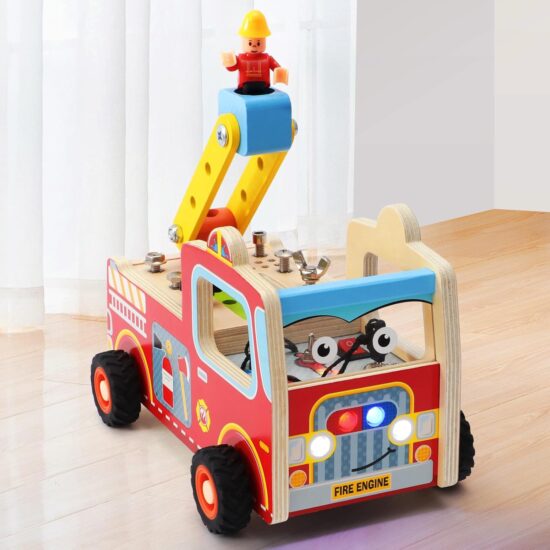 Banc de lucru Masina de Pompieri Montessori lumini sunete Busy