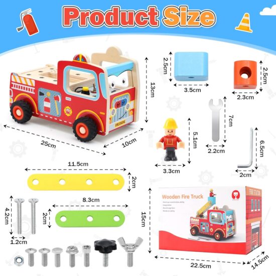 Banc de lucru Masina de Pompieri Montessori lumini sunete Busy