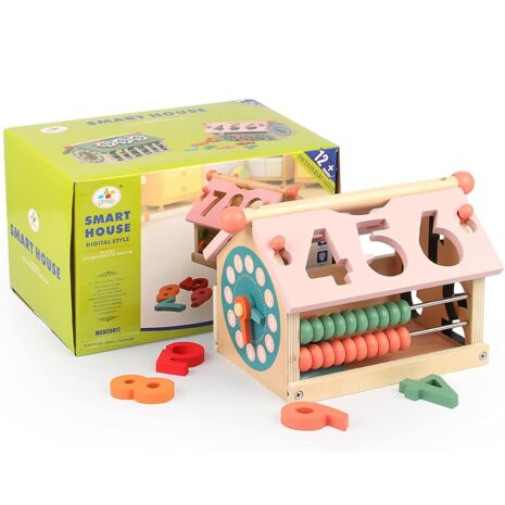 Casuta Montessori educativa Sortarea cifrelor Abac Ceas din lemn