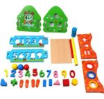 Casuta educativa Cifre Sortator forme Ciocanel cu bile lemn