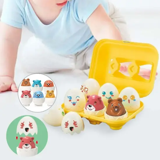 Joc asociere Oua puzzle cu Animale Potriveste formele-culorile