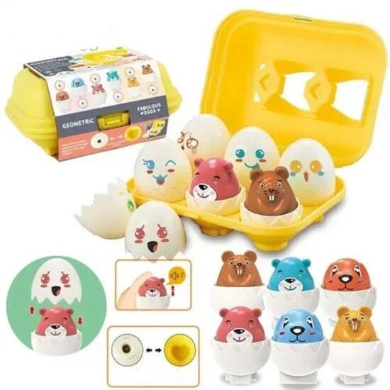 Joc asociere Oua puzzle cu Animale Potriveste formele-culorile