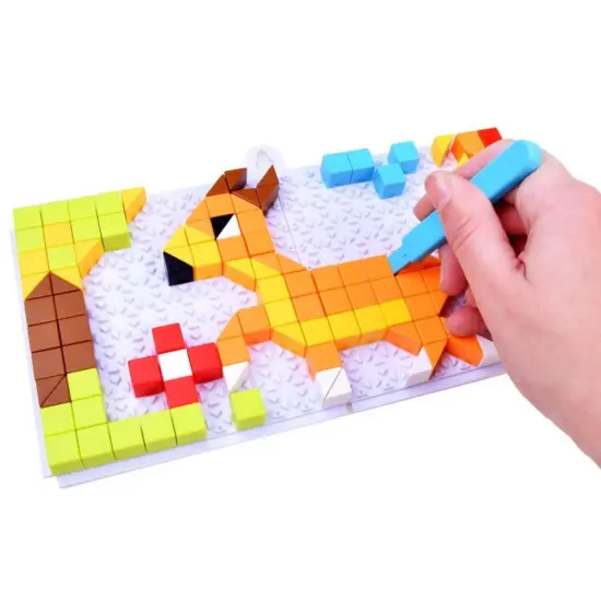 Joc creativ Mozaic 248 piese Cuburi STEM cu butoni colorati