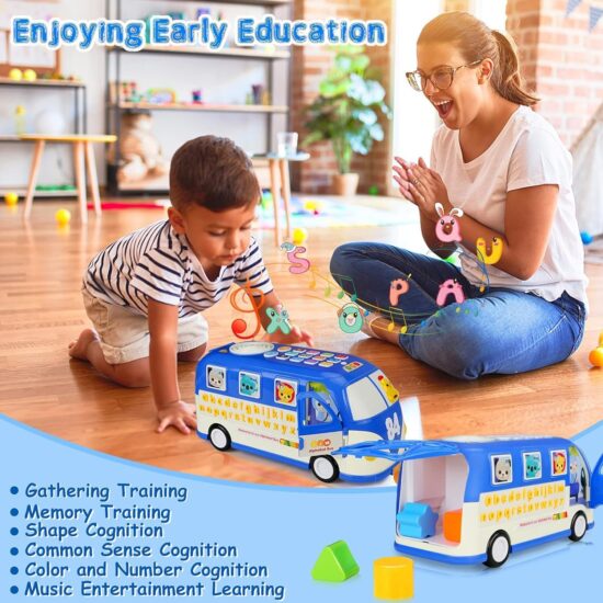 Jucarie Autobuzul scolar cu Alfabet Telefon Forme geometrice