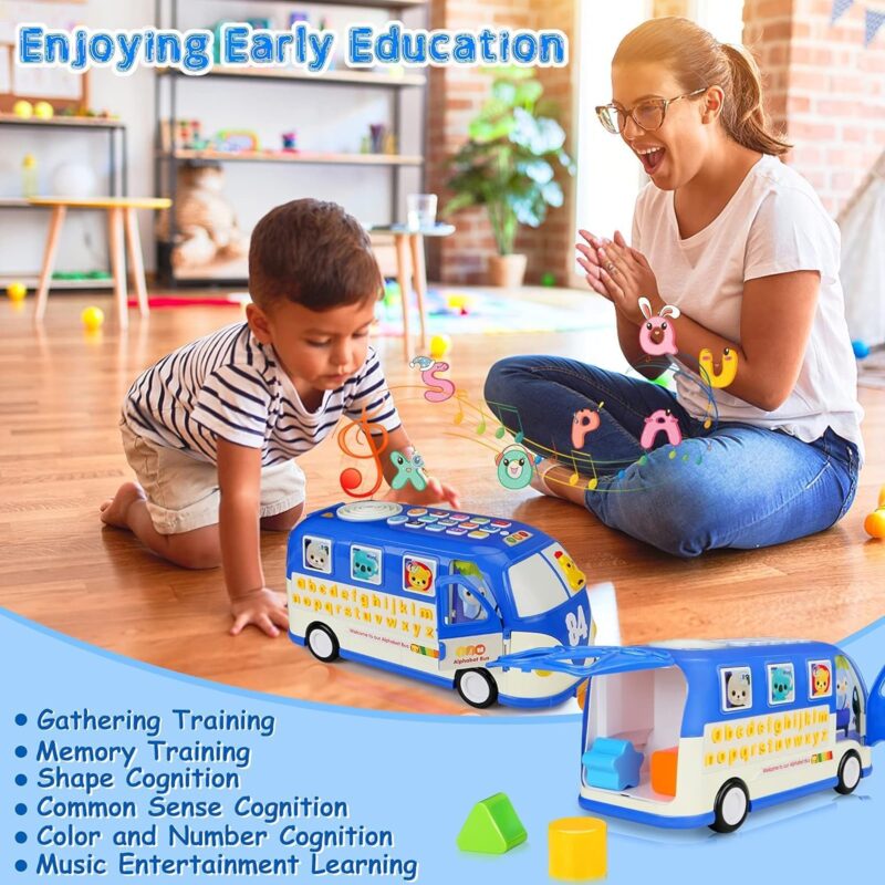 Jucarie Autobuzul scolar cu Alfabet Telefon Forme geometrice