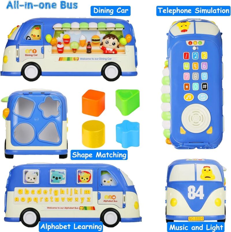 Jucarie Autobuzul scolar cu Alfabet Telefon Forme geometrice